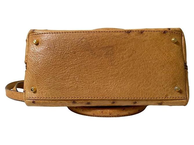 Autre Marque Borsa 2way in pelle di struzzo a.testoni Beige Cammello - vista 4