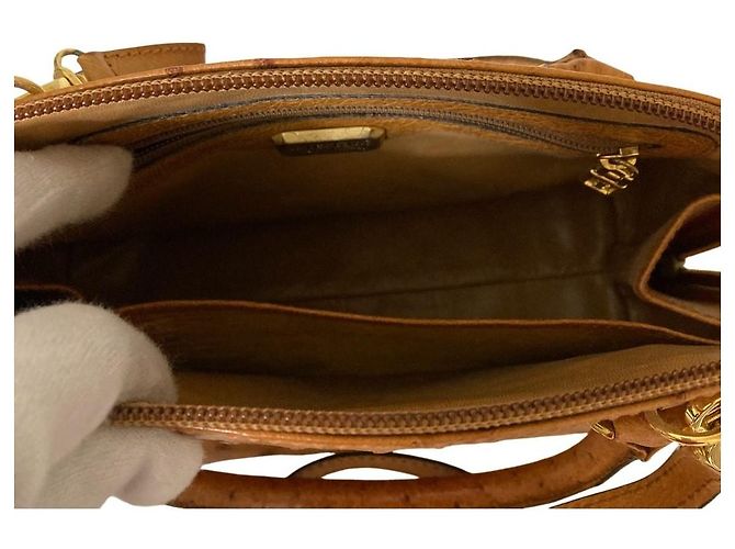Autre Marque Borsa 2way in pelle di struzzo a.testoni Beige Cammello - vista 5