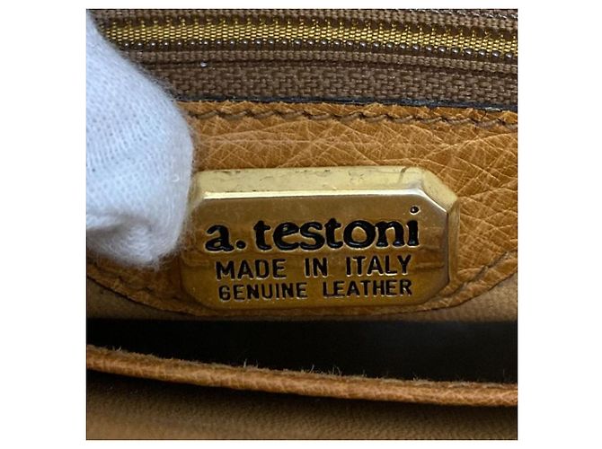 Autre Marque Borsa 2way in pelle di struzzo a.testoni Beige Cammello - vista 6
