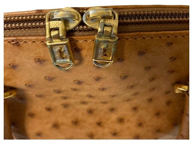 Autre Marque Borsa 2way in pelle di struzzo a.testoni Beige Cammello - vista 8