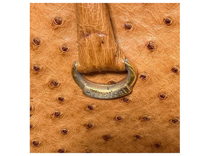 Autre Marque Borsa 2way in pelle di struzzo a.testoni Beige Cammello - vista 9