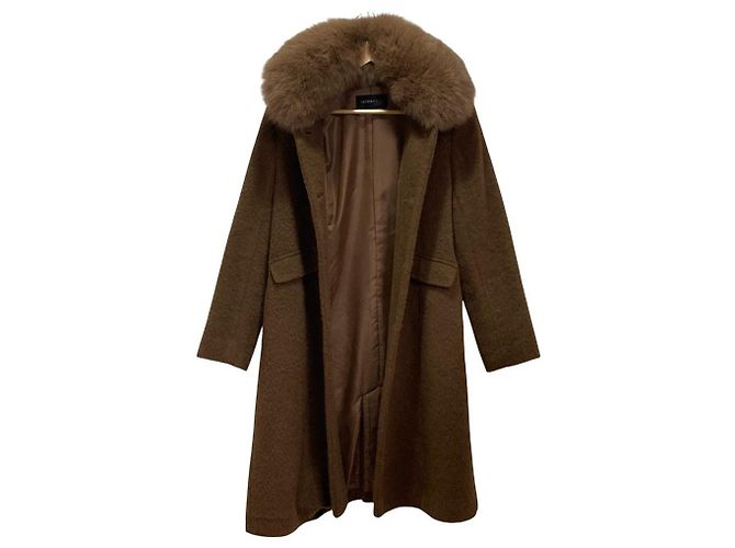Autre Marque Abrigo INVERNALE de Cashgora y piel de zorro Castaño - vista 4
