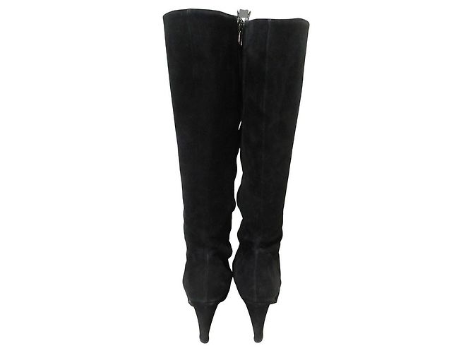 Prada hohe Stiefel aus Wildleder Schwarz - Ansicht 2