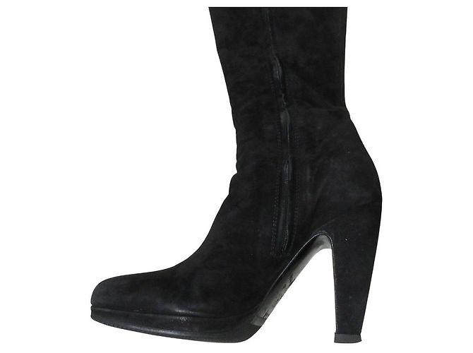 Prada hohe Stiefel aus Wildleder Schwarz - Ansicht 8