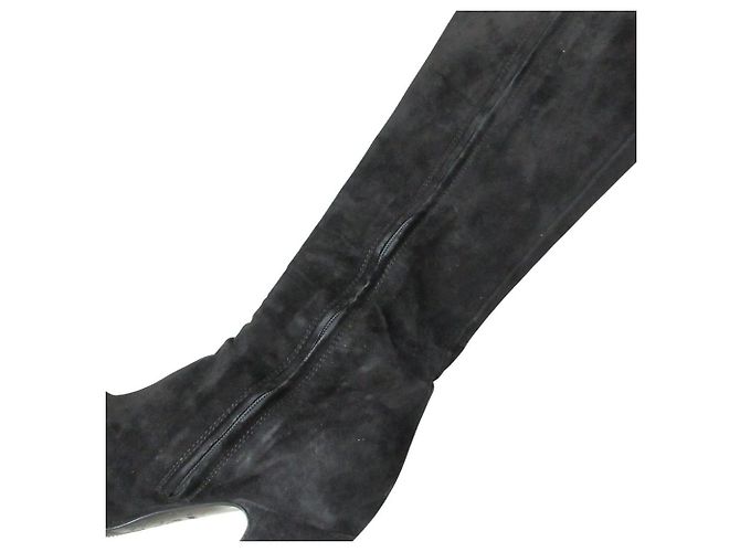 Prada hohe Stiefel aus Wildleder Schwarz - Ansicht 9