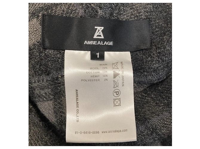 Autre Marque Soprabito camicia in misto lana e canapa ANREALAGE Marrone Nero - vista 4