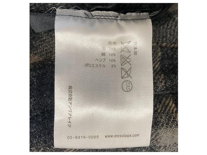 Autre Marque Soprabito camicia in misto lana e canapa ANREALAGE Marrone Nero - vista 5