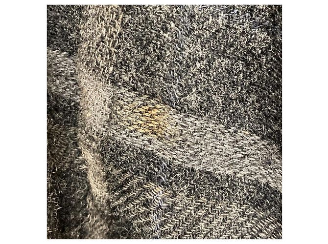 Autre Marque Soprabito camicia in misto lana e canapa ANREALAGE Marrone Nero - vista 7