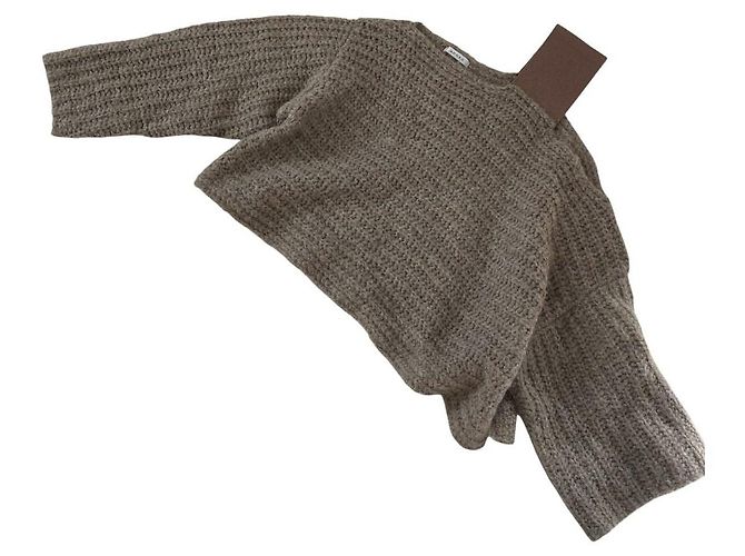 Autre Marque ADORE Open Shoulder Kurzstrickpullover Braun - Ansicht 3