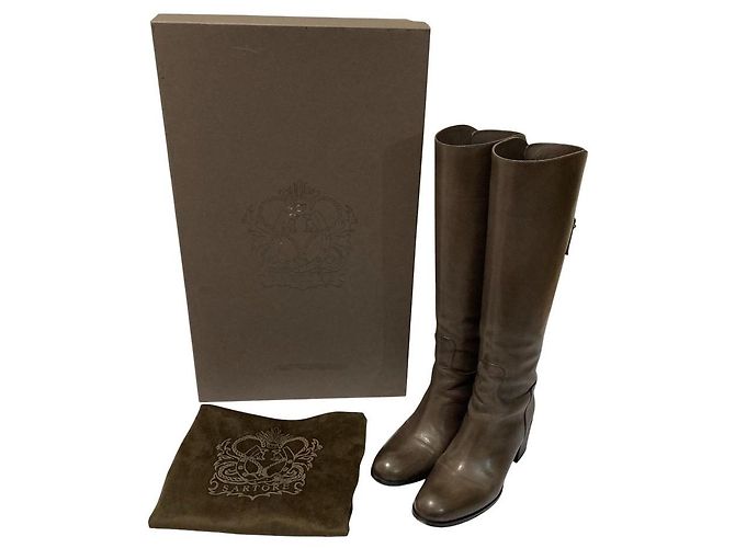 Autre Marque Sartore Lederstiefel lang Braun Schwarz - Ansicht 9
