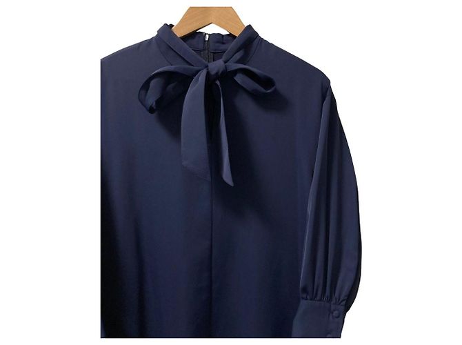 Autre Marque STYLE DELI A-Linien-Kleid mit Schleife Blau Marineblau - Ansicht 2