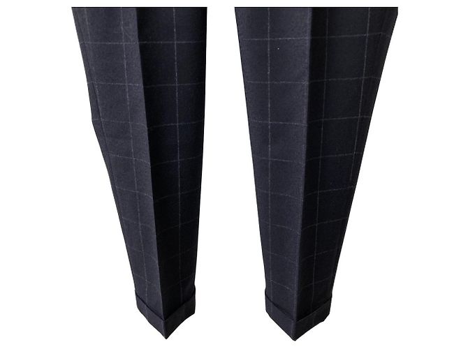 Autre Marque PT01 Windowpane Wollhose Blau Marineblau - Ansicht 3