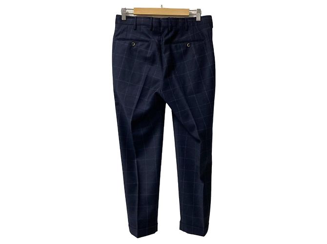 Autre Marque PT01 Windowpane Wollhose Blau Marineblau - Ansicht 4
