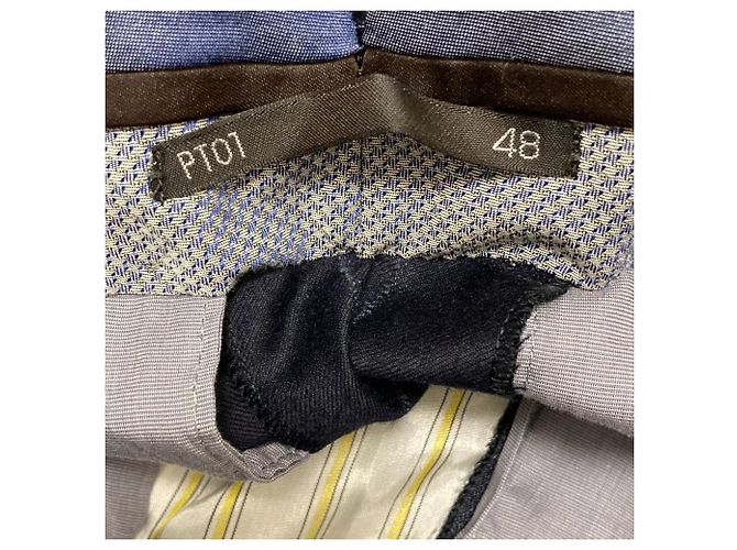Autre Marque PT01 Windowpane Wollhose Blau Marineblau - Ansicht 5