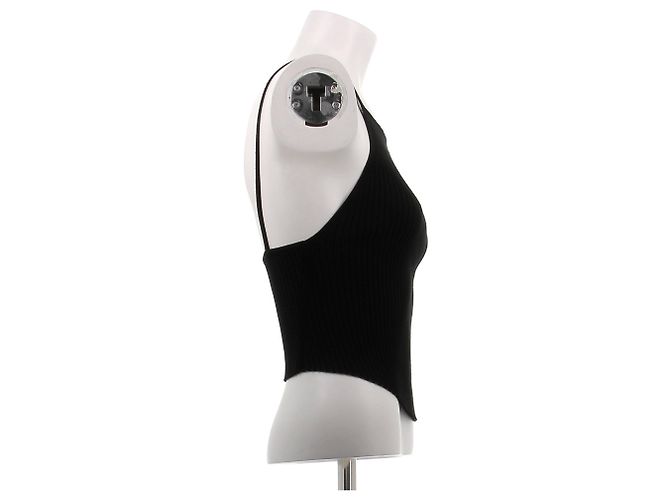 Courreges Canotta nera arrotondata - vista 3
