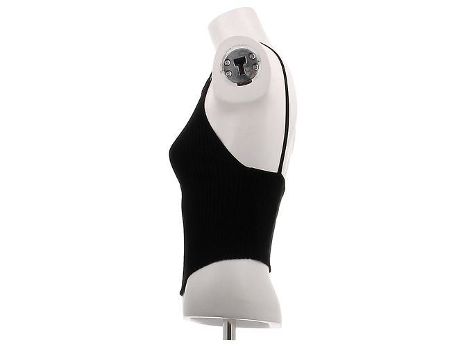 Courreges Canotta nera arrotondata - vista 4