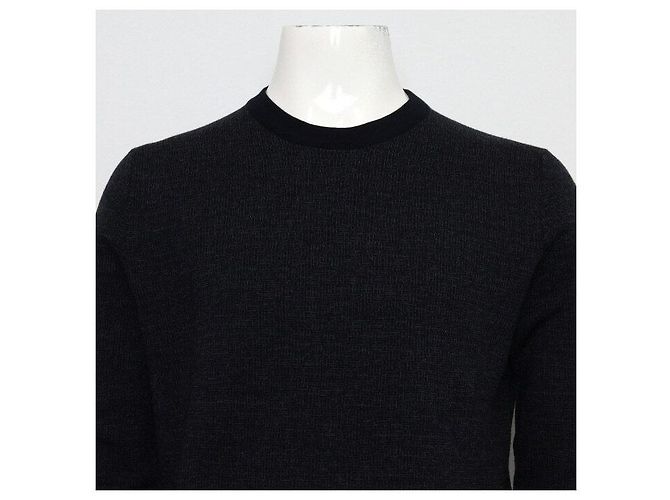Hermès Dark Navy Wool Logo Pattern Men's Knit T-Shirt Blue - view 2