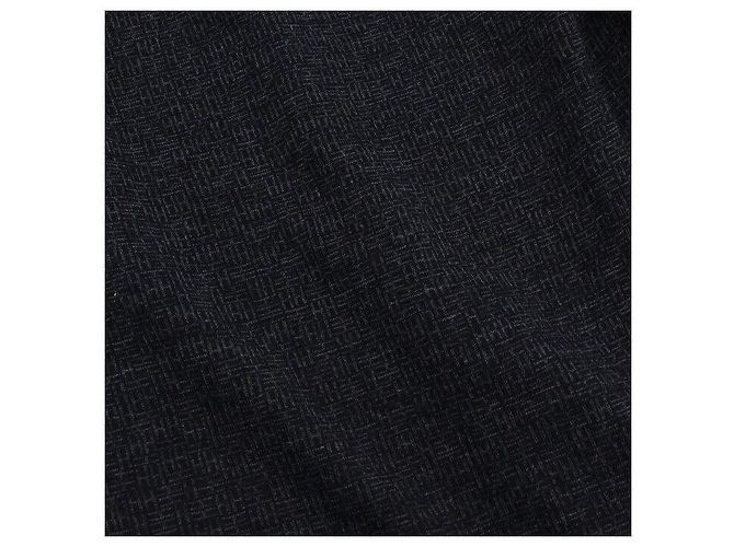Hermès Dark Navy Wool Logo Pattern Men's Knit T-Shirt Blue - view 6