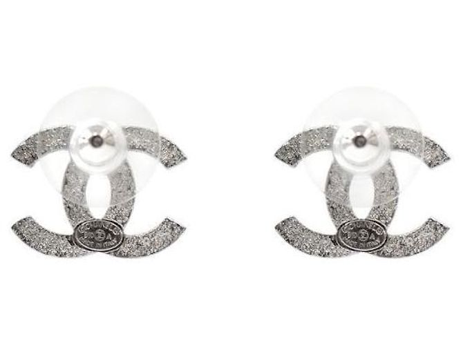 Chanel Pendientes Glitter CC Silver Blanco - vista 3