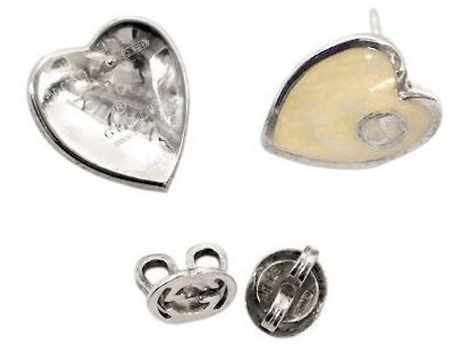 Gucci Ivory Heart Interlocking Silver Earrings - view 4