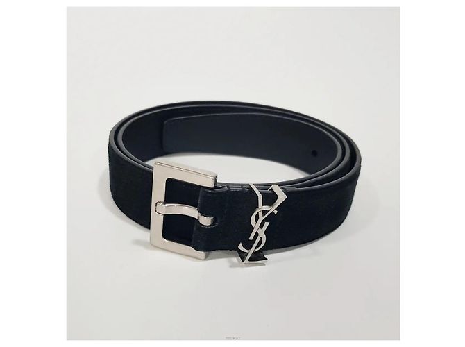Ceinture Saint Laurent en daim noir - vue 2