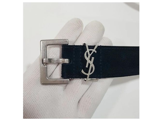 Ceinture Saint Laurent en daim noir - vue 4