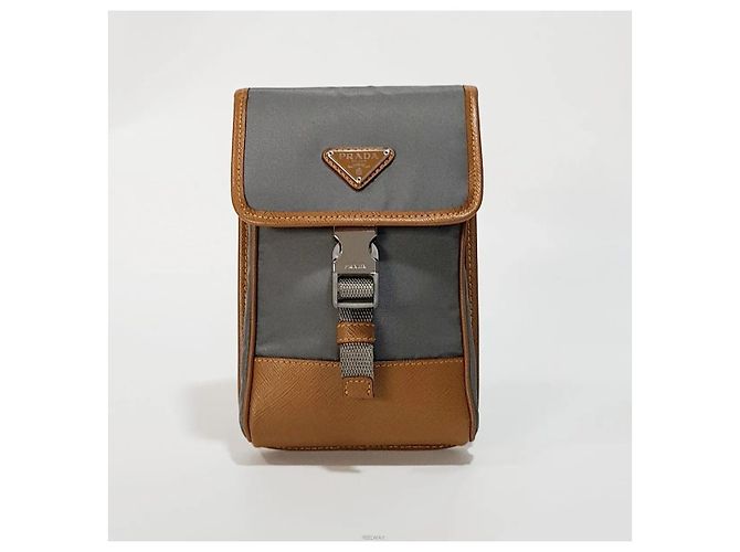 Prada Borsa a tracolla porta cellulare in Re-Nylon Marrone - vista 2