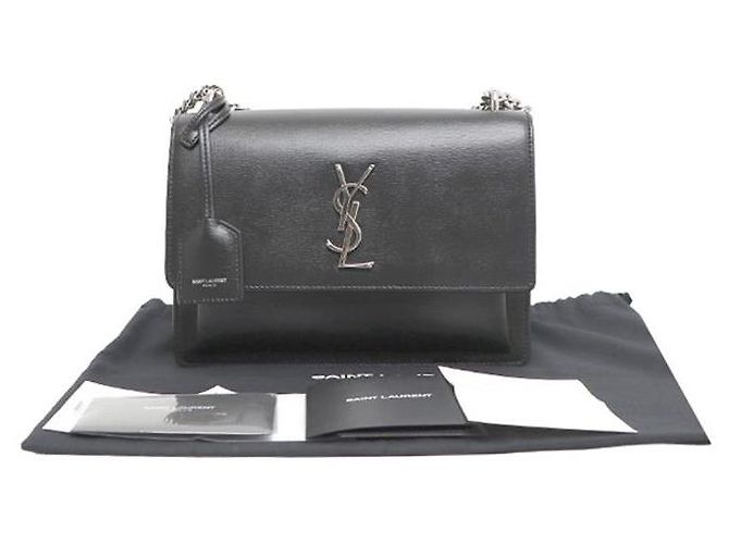 Saint Laurent Borsa a tracolla e crossbody Sunset Silver Chain Medium Nero - vista 13