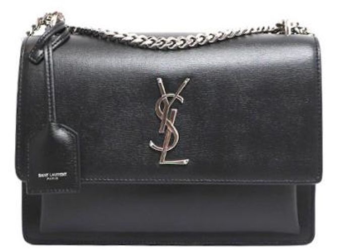 Saint Laurent Borsa a tracolla e crossbody Sunset Silver Chain Medium Nero - vista 14