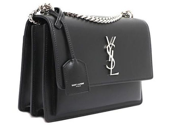 Saint Laurent Borsa a tracolla e crossbody Sunset Silver Chain Medium Nero - vista 15