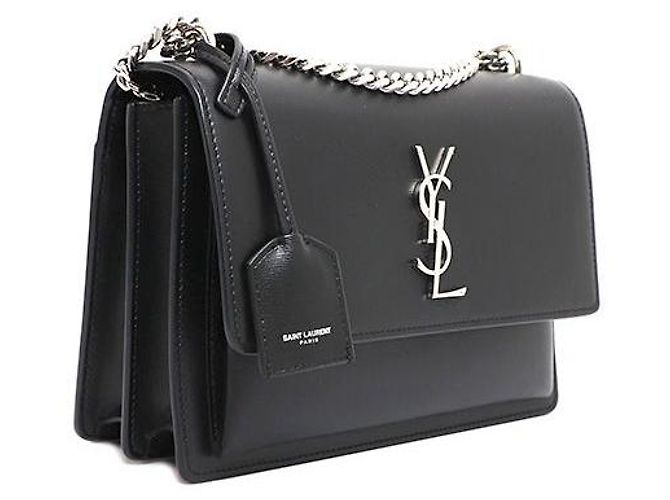 Saint Laurent Borsa a tracolla e crossbody Sunset Silver Chain Medium Nero - vista 2