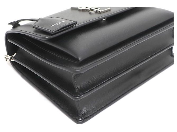 Saint Laurent Borsa a tracolla e crossbody Sunset Silver Chain Medium Nero - vista 20