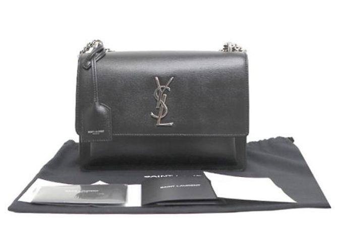 Saint Laurent Borsa a tracolla e crossbody Sunset Silver Chain Medium Nero - vista 26