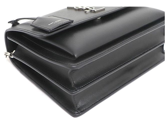 Saint Laurent Borsa a tracolla e crossbody Sunset Silver Chain Medium Nero - vista 7