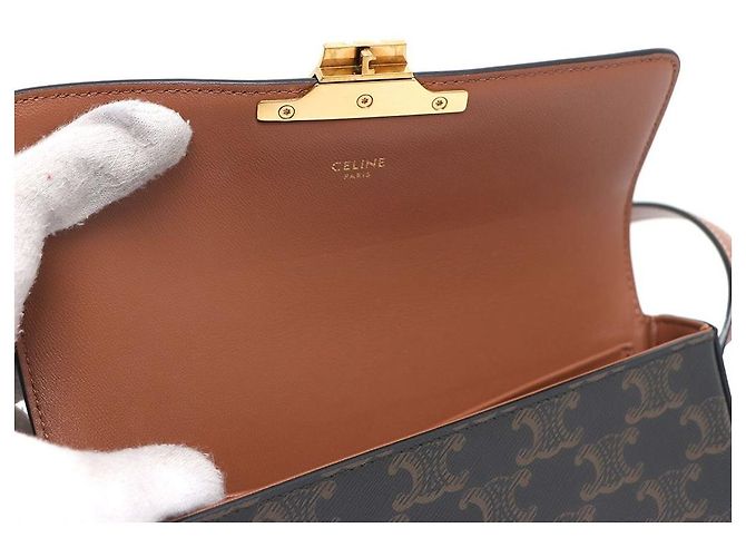 Céline Borsa a tracolla Trio Canvas Tan Claude Marrone - vista 9