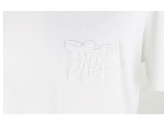 Dior T-Shirt Weiß mit besticktem Logo aus Terry-Stoff - Ansicht 3