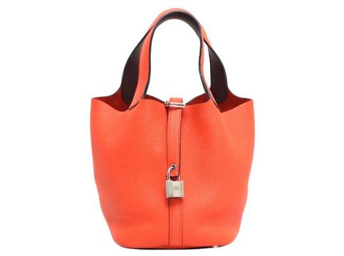 Hermès Borsa Tote Picotin Lock in Taurillon Clemence Arancione - vista 12