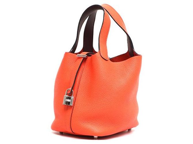 Hermès Borsa Tote Picotin Lock in Taurillon Clemence Arancione - vista 13