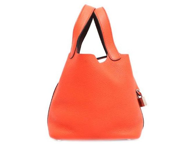 Hermès Borsa Tote Picotin Lock in Taurillon Clemence Arancione - vista 14