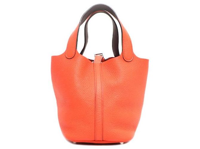 Hermès Borsa Tote Picotin Lock in Taurillon Clemence Arancione - vista 15