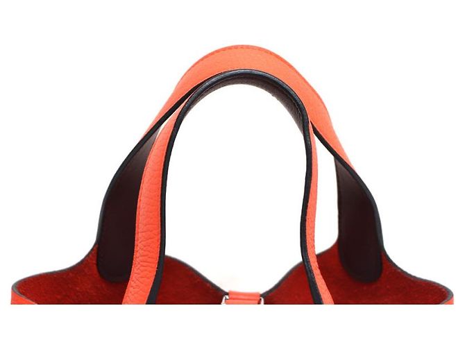 Hermès Borsa Tote Picotin Lock in Taurillon Clemence Arancione - vista 16