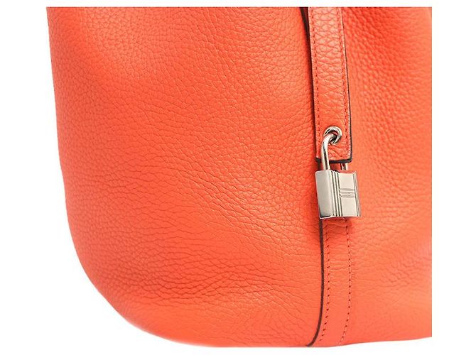 Hermès Borsa Tote Picotin Lock in Taurillon Clemence Arancione - vista 18