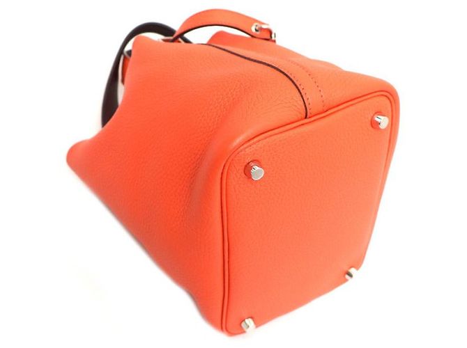 Hermès Borsa Tote Picotin Lock in Taurillon Clemence Arancione - vista 19