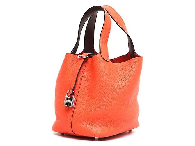 Hermès Borsa Tote Picotin Lock in Taurillon Clemence Arancione - vista 2
