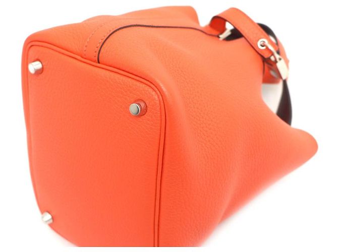 Hermès Borsa Tote Picotin Lock in Taurillon Clemence Arancione - vista 20