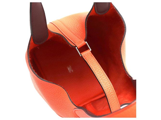 Hermès Borsa Tote Picotin Lock in Taurillon Clemence Arancione - vista 22
