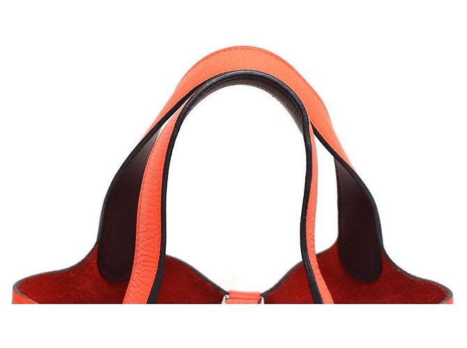 Hermès Borsa Tote Picotin Lock in Taurillon Clemence Arancione - vista 5