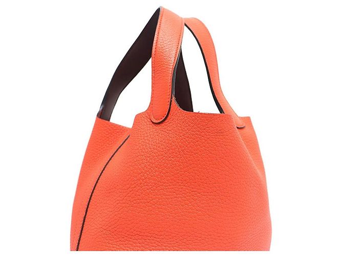 Hermès Borsa Tote Picotin Lock in Taurillon Clemence Arancione - vista 6