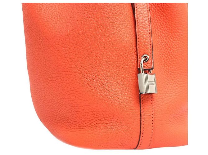 Hermès Borsa Tote Picotin Lock in Taurillon Clemence Arancione - vista 7