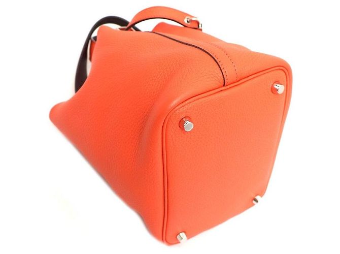 Hermès Borsa Tote Picotin Lock in Taurillon Clemence Arancione - vista 8